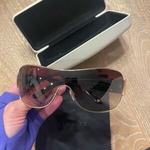 Versace Gold Frame Sunglasses with Brown Lenses